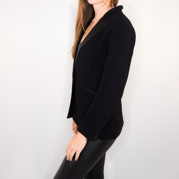 RAG & BONE Black Lamb Leather Trim Blazer Jacket - Picture 5 of 8